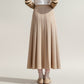 Textured Diagonal-Rib Pleated Knit Midi Skirt with Structured Panels and Soft A-Line Silhouette