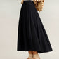 Textured Diagonal-Rib Pleated Knit Midi Skirt with Structured Panels and Soft A-Line Silhouette