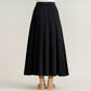 Textured Diagonal-Rib Pleated Knit Midi Skirt with Structured Panels and Soft A-Line Silhouette