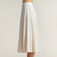 Textured Diagonal-Rib Pleated Knit Midi Skirt with Structured Panels and Soft A-Line Silhouette