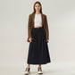 High Waist Pleated A-Line Maxi Skirt with Structured Volume, Smooth Draping Fabric