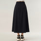 High Waist Pleated A-Line Maxi Skirt with Structured Volume, Smooth Draping Fabric