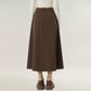 High Waist Pleated A-Line Maxi Skirt with Structured Volume, Smooth Draping Fabric