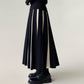 Contrast Pleated Maxi Skirt with Structured Panels, Flowing A-Line Movement, and Soft Flexible Waist