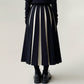 Contrast Pleated Maxi Skirt with Structured Panels, Flowing A-Line Movement, and Soft Flexible Waist