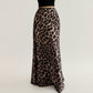 Leopard Print Maxi Skirt with Soft Draping Silhouette, Smooth Stretch Waist, and Flowing Fabric