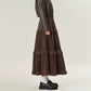 Tiered Ruffle Maxi Skirt with Soft Flowing Panels, Stretch Waistband, Layered Volume