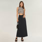 High Waist Maxi Skirt with Belt Loops, Clean Front Seams, Structured Waistband