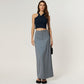 High Waist Maxi Skirt with Belt Loops, Clean Front Seams, Structured Waistband