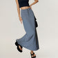 High Waist Maxi Skirt with Belt Loops, Clean Front Seams, Structured Waistband