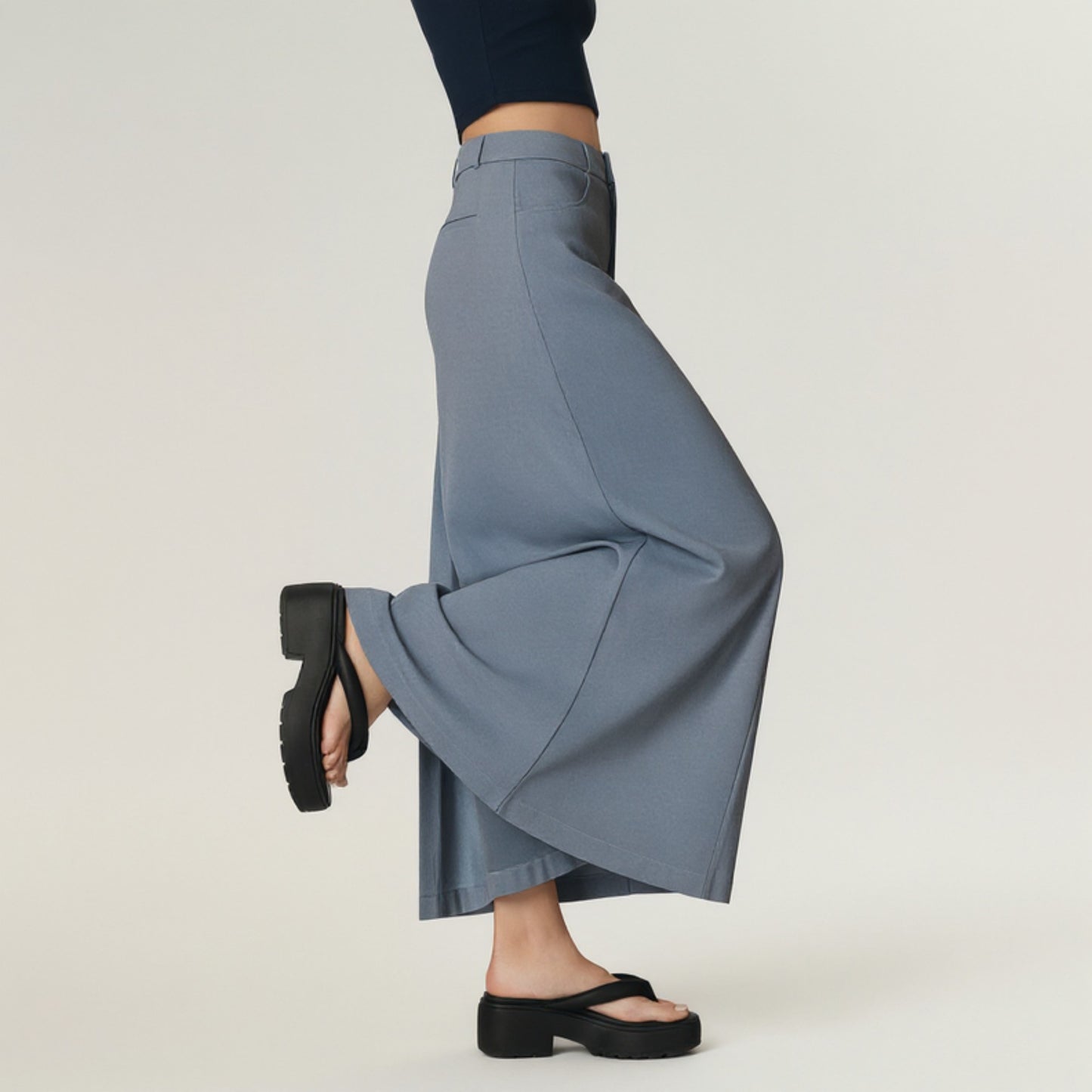 High Waist Maxi Skirt with Belt Loops, Clean Front Seams, Structured Waistband