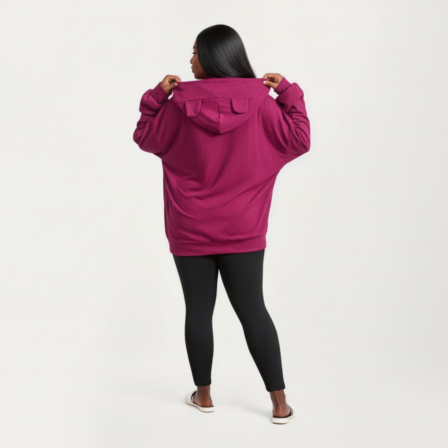 Soft Knit Hoodie with Playful Cat Ear Hood, Relaxed Drop-Shoulder Sleeves and Cozy Stretch Fabric