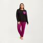 2-Piece Set Long Sleeve Knit Top with Contrast Pocket and Soft Stretch Pajama Pants with Relaxed Tapered Fit
