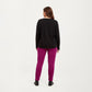 2-Piece Set Long Sleeve Knit Top with Contrast Pocket and Soft Stretch Pajama Pants with Relaxed Tapered Fit