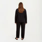 2-Piece Set Long Sleeve Button-Front Pajama Top and Matching Relaxed Pants with Clean Piped Edging