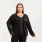 2-Piece Set Long Sleeve Button-Front Pajama Top and Matching Relaxed Pants with Clean Piped Edging