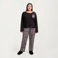 2-Piece Set Long Sleeve Henley Top and Plaid Pajama Pants with Soft Stretch Fabric, Chest Pocket Detail