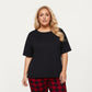 2-Piece Set Short Sleeve Knit Top and Plaid Jogger Pajama Pants with Soft Stretch Fabric and Tapered Fit