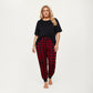 2-Piece Set Short Sleeve Knit Top and Plaid Jogger Pajama Pants with Soft Stretch Fabric and Tapered Fit
