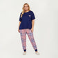 2-Piece Set Short Sleeve Knit Top and Plaid Jogger Pajama Pants with Soft Stretch Fabric and Tapered Fit