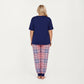 2-Piece Set Short Sleeve Knit Top and Plaid Jogger Pajama Pants with Soft Stretch Fabric and Tapered Fit