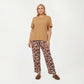 2-Piece Set Short Sleeve Knit Top and Printed Wide-Leg Pajama Pants with Soft Stretch Fabric