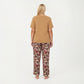 2-Piece Set Short Sleeve Knit Top and Printed Wide-Leg Pajama Pants with Soft Stretch Fabric