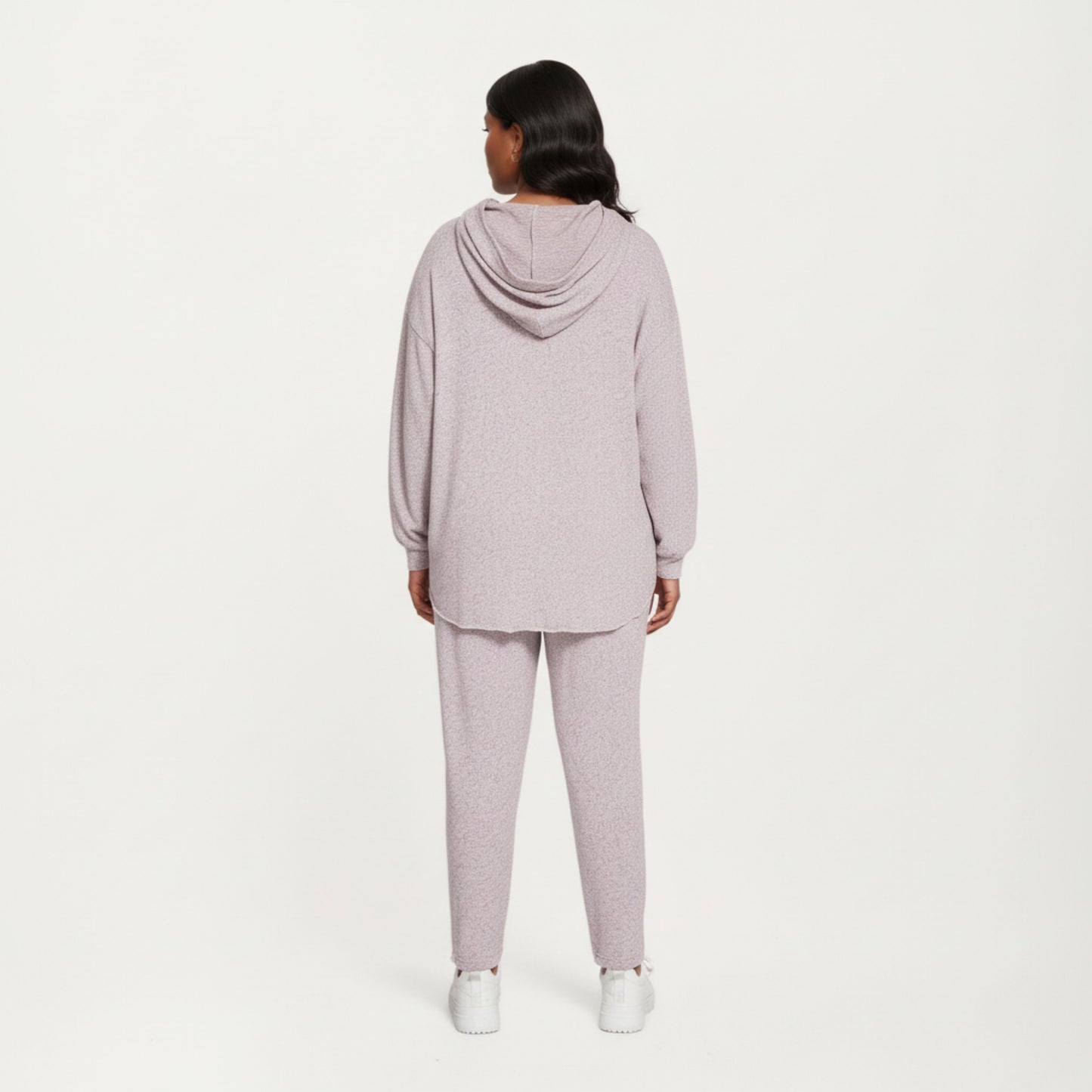 2-Piece Set Soft Knit Hoodie and Matching Jogger Pants with Relaxed Drop-Shoulder Fit