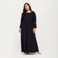 Long Sleeve Maxi Nightgown with Soft Flowing Fabric, Peter Pan Collar Detail and Lace Trim Accents on Sleeves