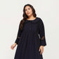 Long Sleeve Maxi Nightgown with Soft Flowing Fabric, Peter Pan Collar Detail and Lace Trim Accents on Sleeves