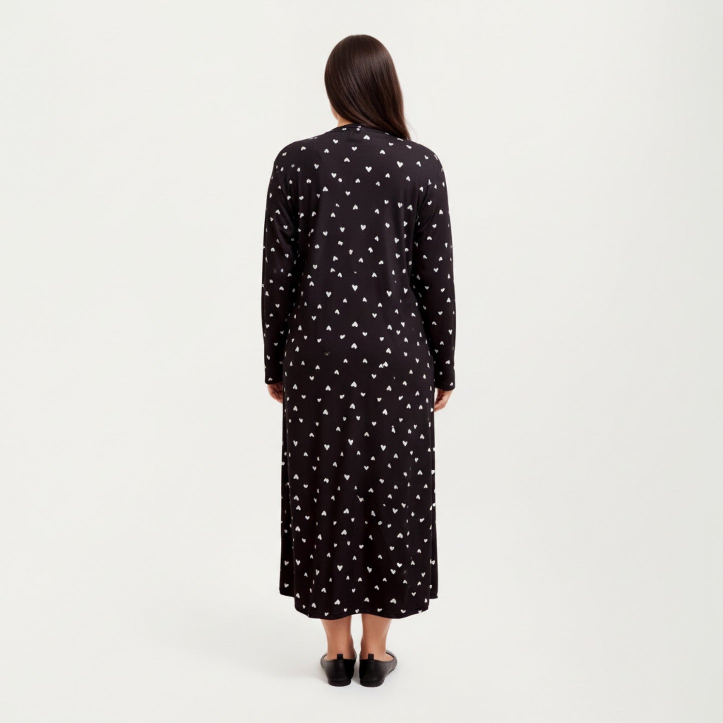 2-Piece Set Heart Print Longline Duster and Matching Tank Dress with Soft Stretch Fabric