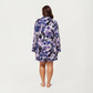 Floral Print Long Sleeve Sleep Shirt with Soft Fabric, Notched Collar Detail and Relaxed Above-Knee Silhouette