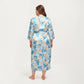 Floral Print Satin Robe with Waist Tie Soft Silky Fabric Wide Sleeves and Flowing Longline Silhouette