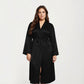 Satin Jacquard Leopard Pattern Robe with Waist Tie Silky Fabric Wide Sleeves and Flowing Longline Silhouette