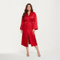 Satin Jacquard Leopard Pattern Robe with Waist Tie Silky Fabric Wide Sleeves and Flowing Longline Silhouette