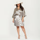 2-Piece Satin Slip Dress and Robe Set with Lace Trim Details and Elegant Flowing Layered Silhouette