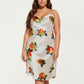 Satin Slip Dress with Floral Rose Pattern Draped Neckline Sheen Fabric and Soft Body-Skimming Silhouette