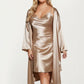 Satin Slip Dress and Long Robe Set with Soft Draped Silhouette and Elegant Flowing Layered Design