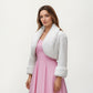 Faux Fur Trim Cropped Jacket with Plush Shawl Collar Soft Textured Long Sleeves and Clean Open Front 19in