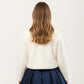 Soft Plush Cropped Jacket with Pearl Trim Open Front Long Sleeves and Elegant Textured Finish 23.5in