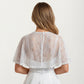 Floral Capelet with Scalloped Edges Sheer Draped Overlay and Sparkling Clasp Detail for Light Coverage 8.5x13in