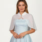 Sheer Chiffon Capelet with Satin Trim Structured Collar and Sparkling Clasp Front for an Light Overlay 8.5x13in