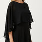 Flowing Chiffon Capelet Top with Layered Draped Sleeves Soft Sheer Overlay and Elegant Silhouette 19in