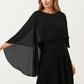 Flowing Chiffon Capelet Top with Layered Draped Sleeves Soft Sheer Overlay and Elegant Silhouette 19in