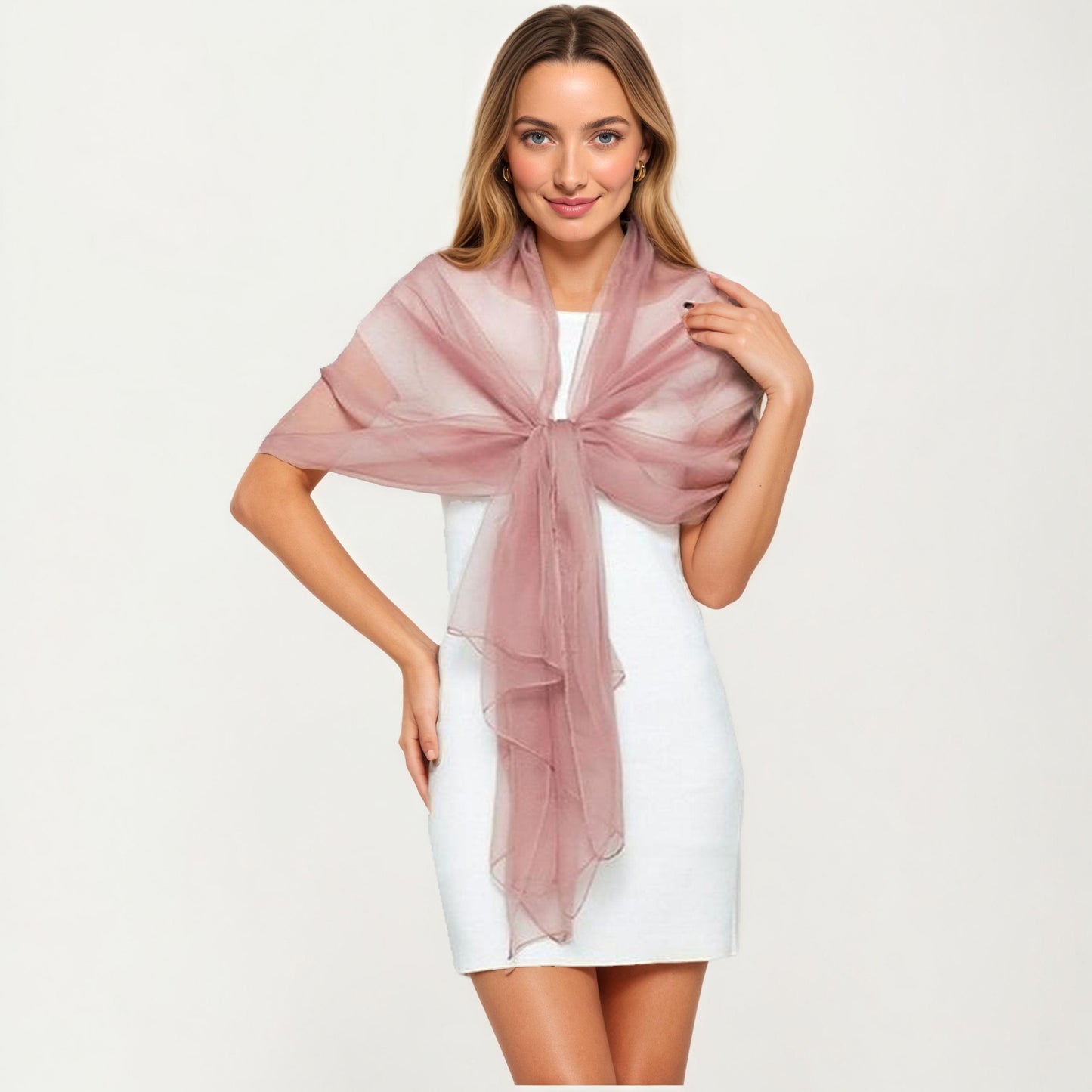 Sheer Lightweight Chiffon Wrap with Soft Flowing Drape Delicate Edging and Versatile Styling 47x76.7in