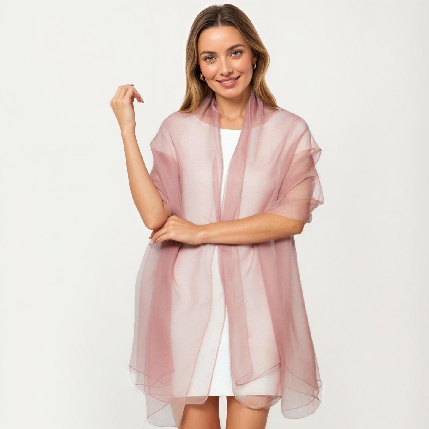 Sheer Lightweight Chiffon Wrap with Soft Flowing Drape Delicate Edging and Versatile Styling 47x76.7in