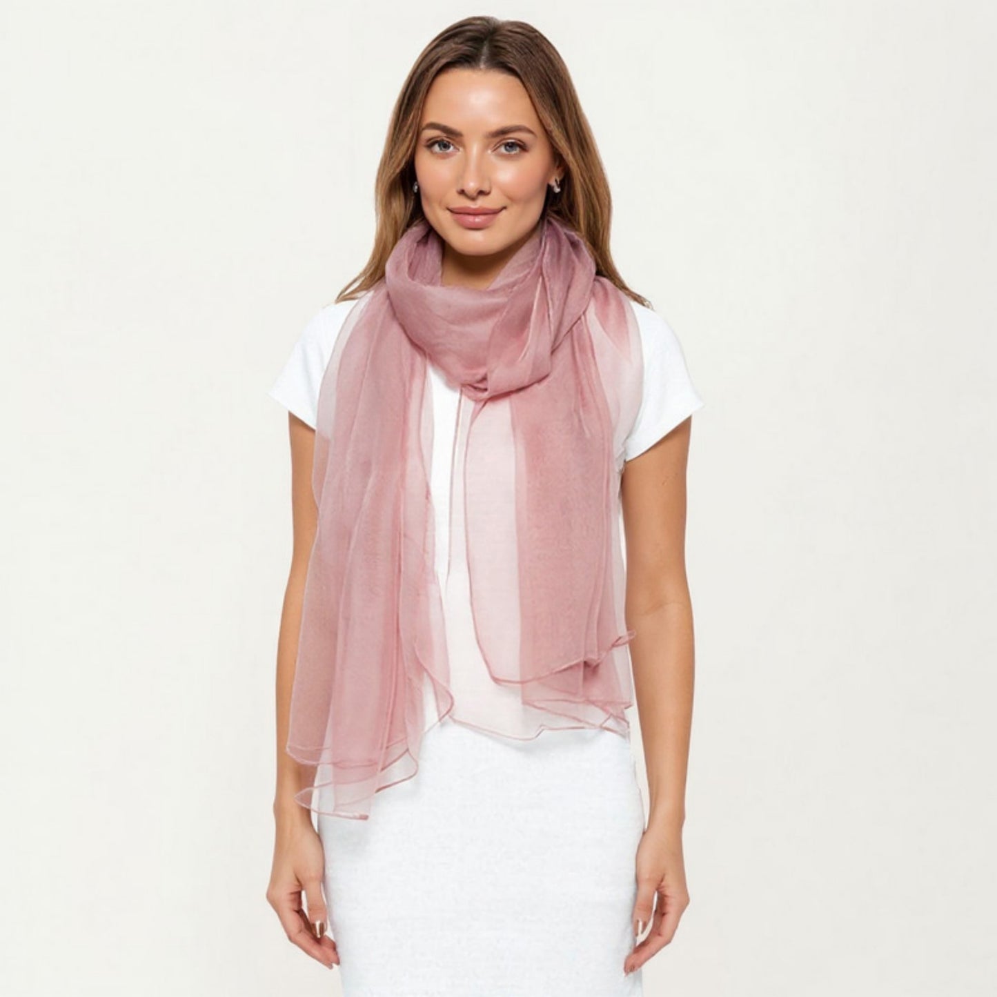 Sheer Lightweight Chiffon Wrap with Soft Flowing Drape Delicate Edging and Versatile Styling 47x76.7in