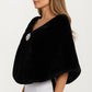 Faux Fur Shawl Wrap with Soft Plush Texture, Elegant Draped Silhouette 19in