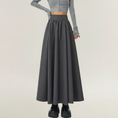 Full Maxi Skirt with Wide Smooth Waistband and Flowing Voluminous Silhouette for Soft Elegant Movement