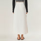 Maxi Skirt with Sleek Straight Silhouette and Soft Pleated Side Panel Detail for Elegant Flowing Movement